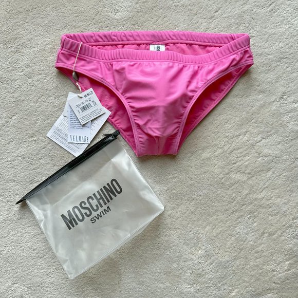 Made in ITALY Authentic MOSCHINO Men's BARBIECORE Logo SWIMSUIT Size M - Picture 2 of 11